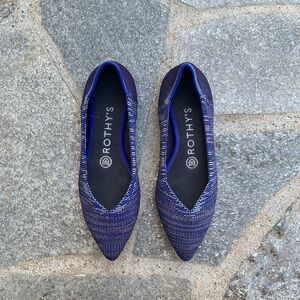 Rothy’s Blue White Birdseye Orange Sole The Point Flat